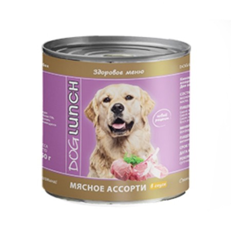 Wet Dog Lunch for dogs, meat assorted in sauce, 750 g