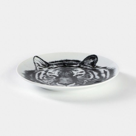 Porcelain plate "Tiger", D = 17.5 cm, white-1