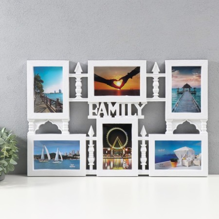 Multipher "Family" in 6 photos, 10x15 cm, plastic, col. white