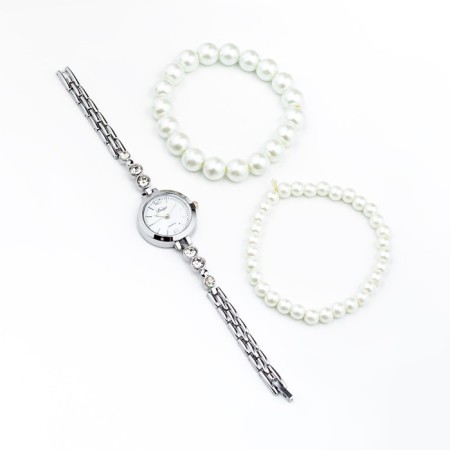 Women's gift set Disu 2 in 1: wrist quartz clock and bracelet, D-1.8 cm-1