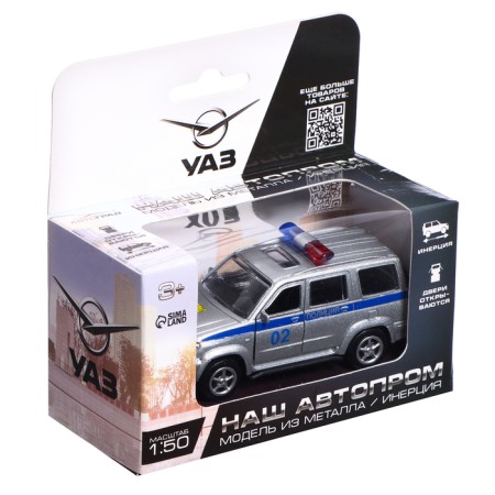 Metal machine "UAZ Patriot. Police ", inertia, 1:50-4