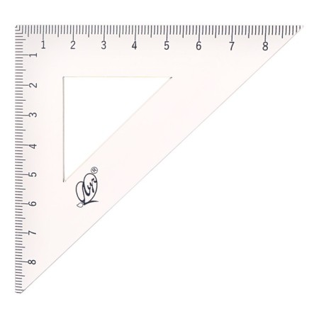 Damage set 4 objects (ruler 15 cm, square 30 °/ 60 °, 10 cm; square 45 °/ 45 °, 8 cm; transporter 180 °, 9 cm), transparent-1