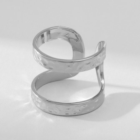 Ring Metal "Trend" three stripes, craters, silver color, dimensionless-1