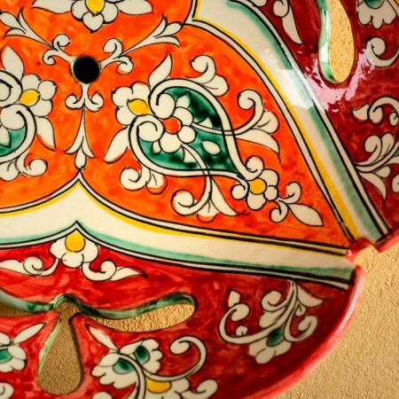 Rishtan ceramics "Flowers", 26 cm, red-2