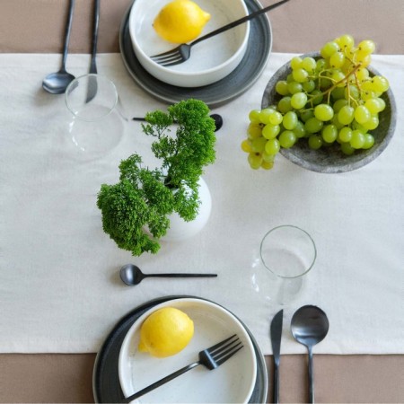 Ethel track Ethel, Milk color, 40x136/+-6 cm, 70% HL, 30% flax, 190 g/m2-3