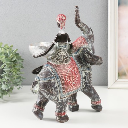 Souvenir Polystone stand "African on the elephant" 23x15.5x29 cm-2
