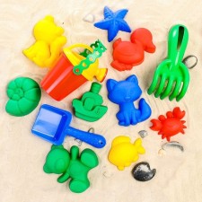 Set for playing sand, 8 molds, scoop, watering can, rake, Mix colors