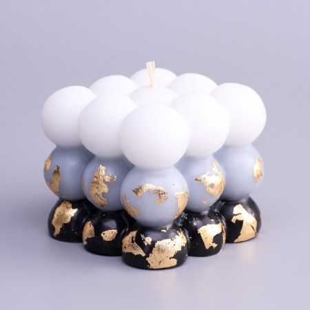 Figure Aromatic candle with a whip "Babble Cube", 6 cm, white-black, skin and cookies-2