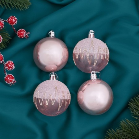 Set of balls plastic D-5.5 cm, 4 pcs "fireworks" pink