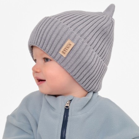 Children's hat minku, rr 46-48, gray color-2