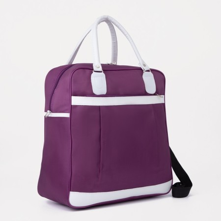 Road bag with lightning, external pocket, suitcase holder, purple/white color