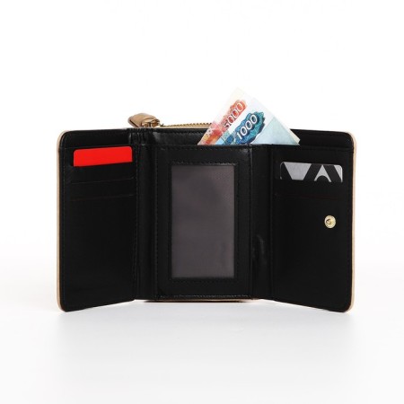 Women's wallet on the button, beige color-5