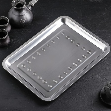 Stainless steel tray, 39.5 × 29.5 cm, thickness 1 mm, silver color-5