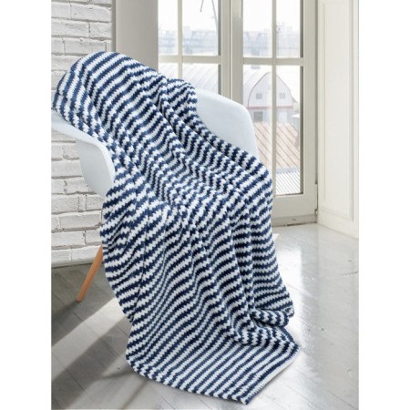 Zigzag blanket, size 200x220 cm, blue color