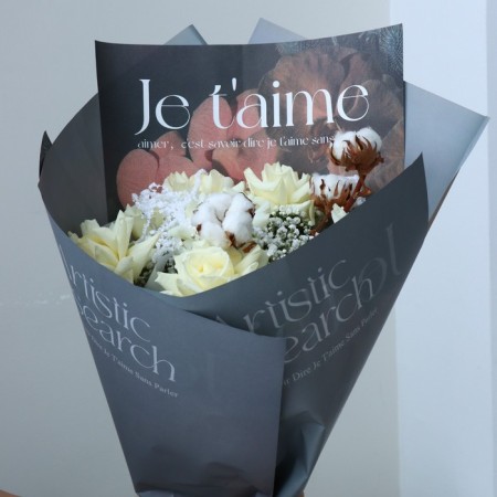 Paper packaging for flowers double -sided je t`Aime, 38 x 50 cm-5