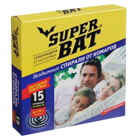 Spirals from mosquitoes "Superbat", black, blessed, 15 pcs