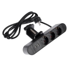 The rosette block on the clamp Luazon, 16a, three -seater, 2xusb, 2.1 a, the wire 1.8 meters, black.