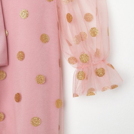Платье детское нарядное KAFTAN горошек, рост 122-128, розовый-2
