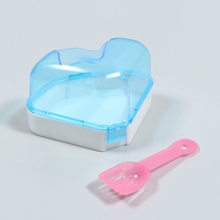 A corner bath for rodents with a spatula, 14 x 10.4 cm, blue-2
