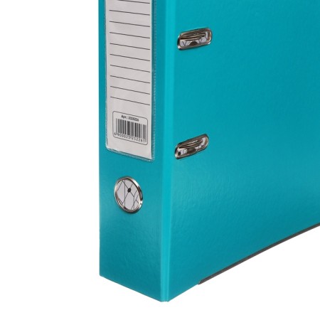 A4, 75 mm registrar, calligrata, PVC, metal edging, pocket for a spine, collected, turquoise-2