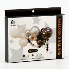 Set for creating compositions from balloons, set of 52 pcs., White, silver, black