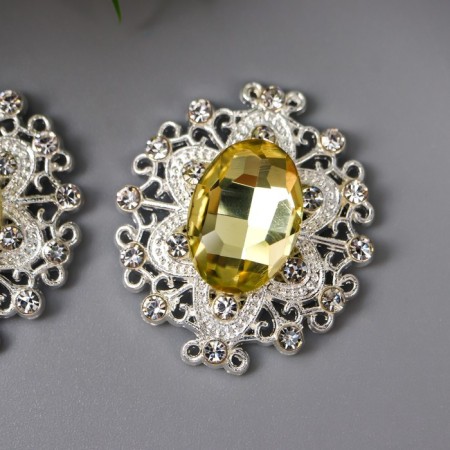 Decor for creativity Metal "Medallion Patal" yellow crystal 2.6x2.4 cm