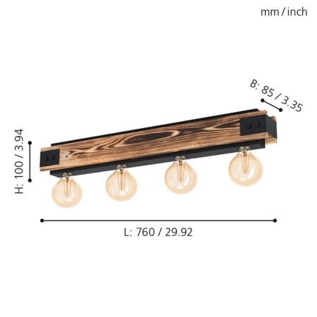 Layham lamp, 4x60W E27, color wood, black-2