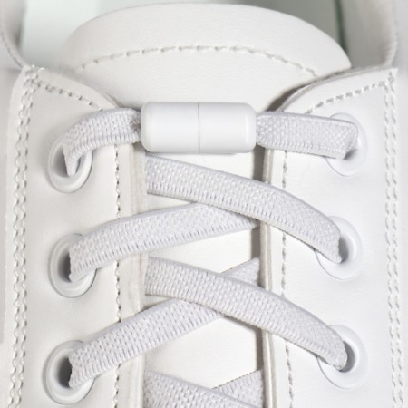 Shoe shoes, steam, flat, with a latch, elastic, 6 mm, 100 cm, white color-2