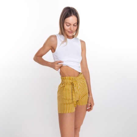 Women's casual shorts, mustard color, size 52-1