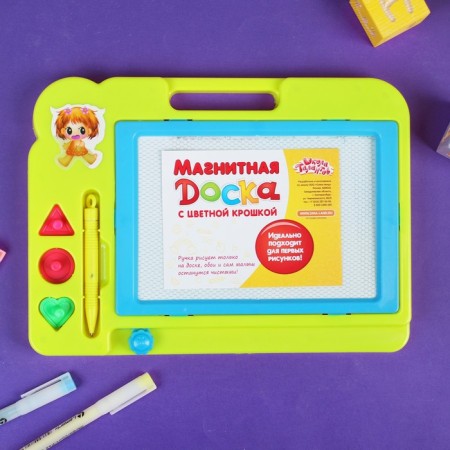 Magnetic board with colored crumbs, 3 stamps included, MIX color-3