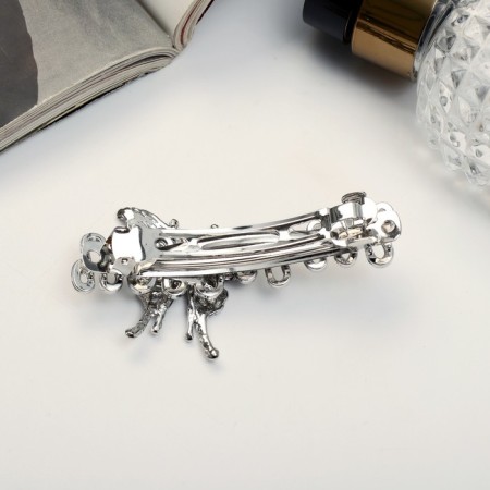 Hair hair clip "Liberty" butterfly wave, 7 cm, silver-1