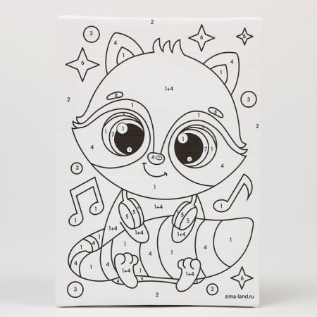 Picture on numbers for children "Raccoon with headphones", 21 x 15 cm-2