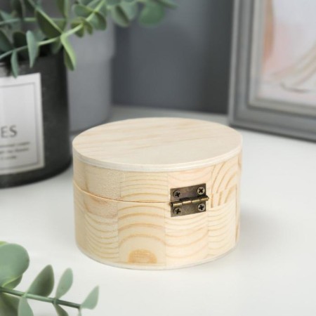 Casket wood simple round 9.2*9.2*5.2 cm-3