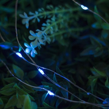 Garland "thread" 10 m dew, silver thread, 100 led, blue glow, 2 modes, solar battery-2