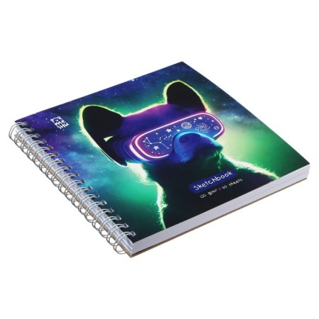 Meshu sketchbook 150 x 150 mm, 60 sheets, on the crest "virtual world", selective varnish, coating Soft-Touch, block 120 g/m2-1