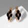 Earrings with circus rhinestones, quartet, black color in pink gold