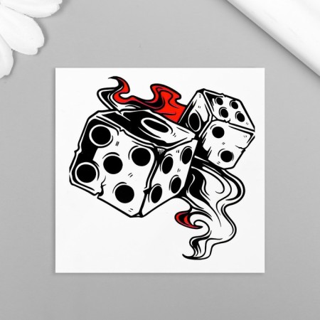 Black-red body tattoo "Playing cubes" 6x6 cm
