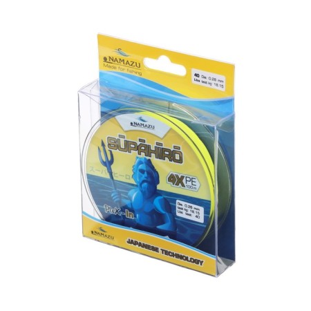 Namazu Supahiro 4x -wicker cord 4x, diameter 0.28 mm, test 18.15 kg, 100 m, yellow-1