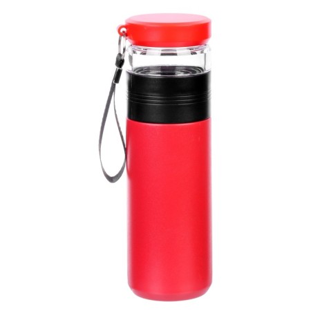 Thermos Komarnik, 500 ml, with a flask for brewing tea, retains heat up to 8 hours, red