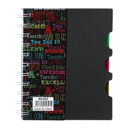Notepad on the crest A6, 100 sheets, line, plastic cover, with graffiti dividers, mix-5