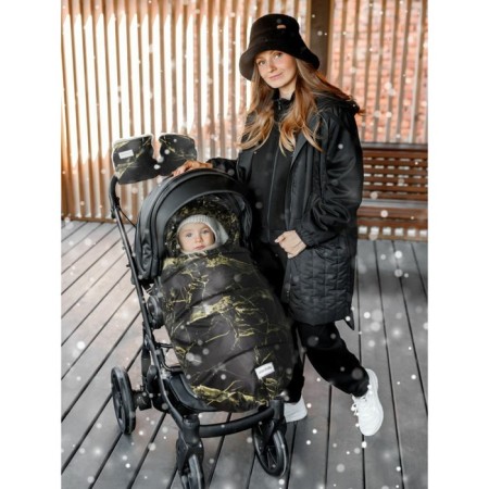 Winter envelope Snowy Baby, height 105 cm, color marble/black-3