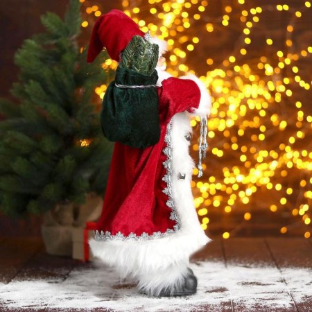 Santa Claus "In a red fur coat with a New Year's wreath" 24x45 cm-3