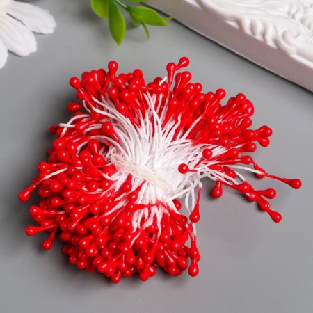 Stamens for flowers "droplets glossy raspberry" set 300 pcs length 6 cm-1