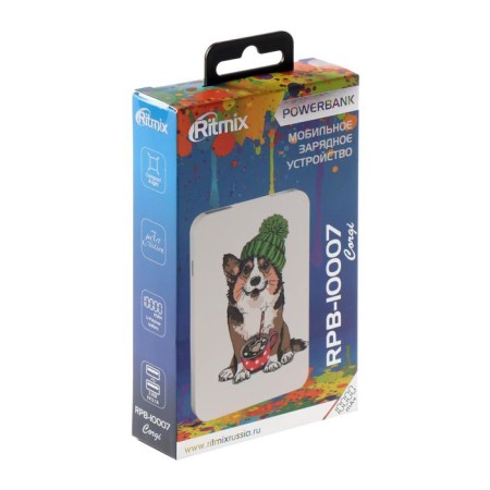 External battery Ritmix RPB-10007, 10,000 mAh, 2xUSB, 2.1 A, Corgi-3