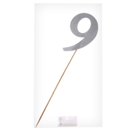 Топпер в торт «9», цвет серебро-2