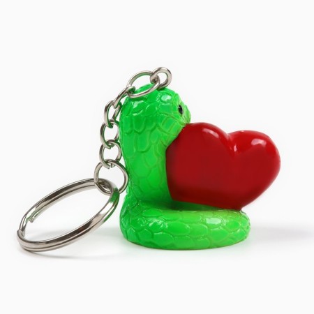 New Year's keychain for keys, voluminous "New Year: Snake with Heart" 3.5 x 8.2 cm-3
