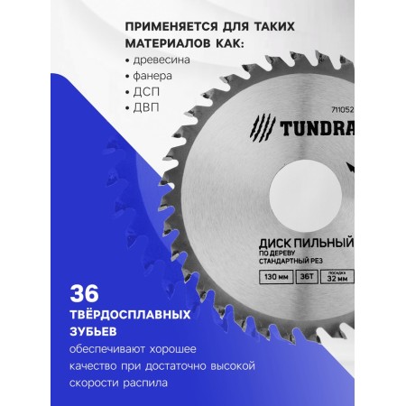 Disk of tundra wood, standard cut, 130 x 32 mm (rings at 22.20.16), 36 teeth-1