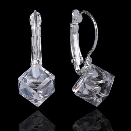 Earrings with rhinestones "Rainbow Day" Cube, color mix-2