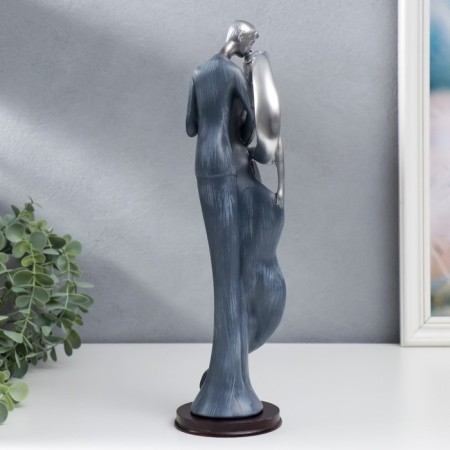 Souvenir Polystone "Kiss" rhinestones silver and blue 36x10x10 cm-2