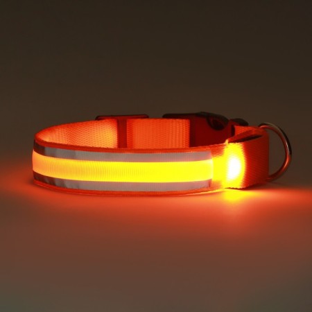 Collar with backlight double strip size S, Osh 35-43 x 2.5 cm, 3 glow modes Orange-3